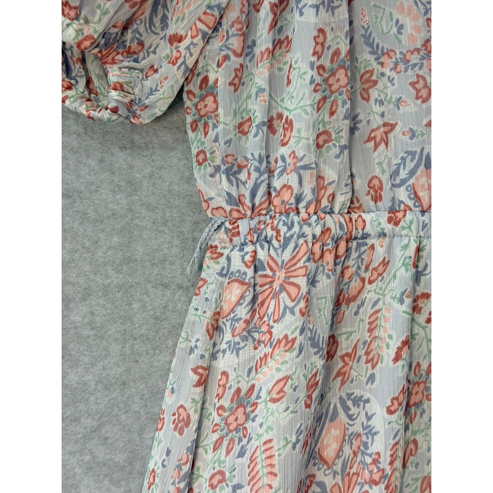 LC Lauren Conrad Playful Paisley Midi Dress Blue Pink Floral Cottagecore Medium - Picture 7 of 16